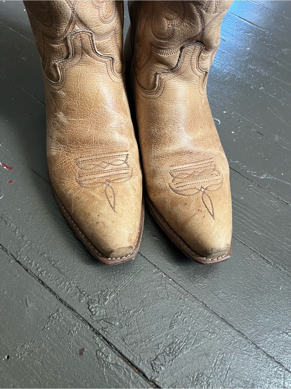 Tony Lama Tan Leather Cowboy Boots - Picture 4 of 10